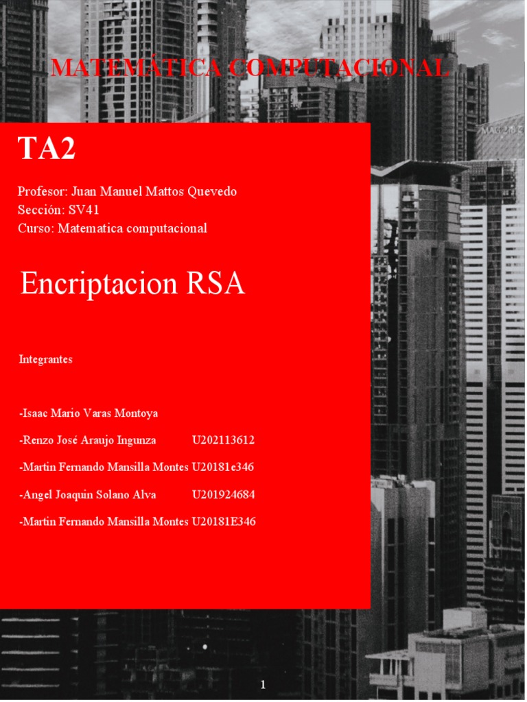 Matemática Computacional: Encriptación RSA | PDF | Clave (criptografía ...