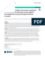 The Moderating Effect of Emotion Regulation in The Association Between Social Support and Religiosity and Psychological Distress in Adults