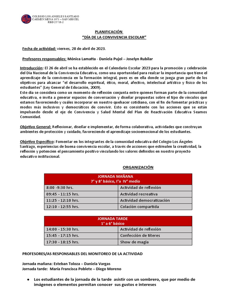 Día de la Convivencia Escolar 2023 | PDF