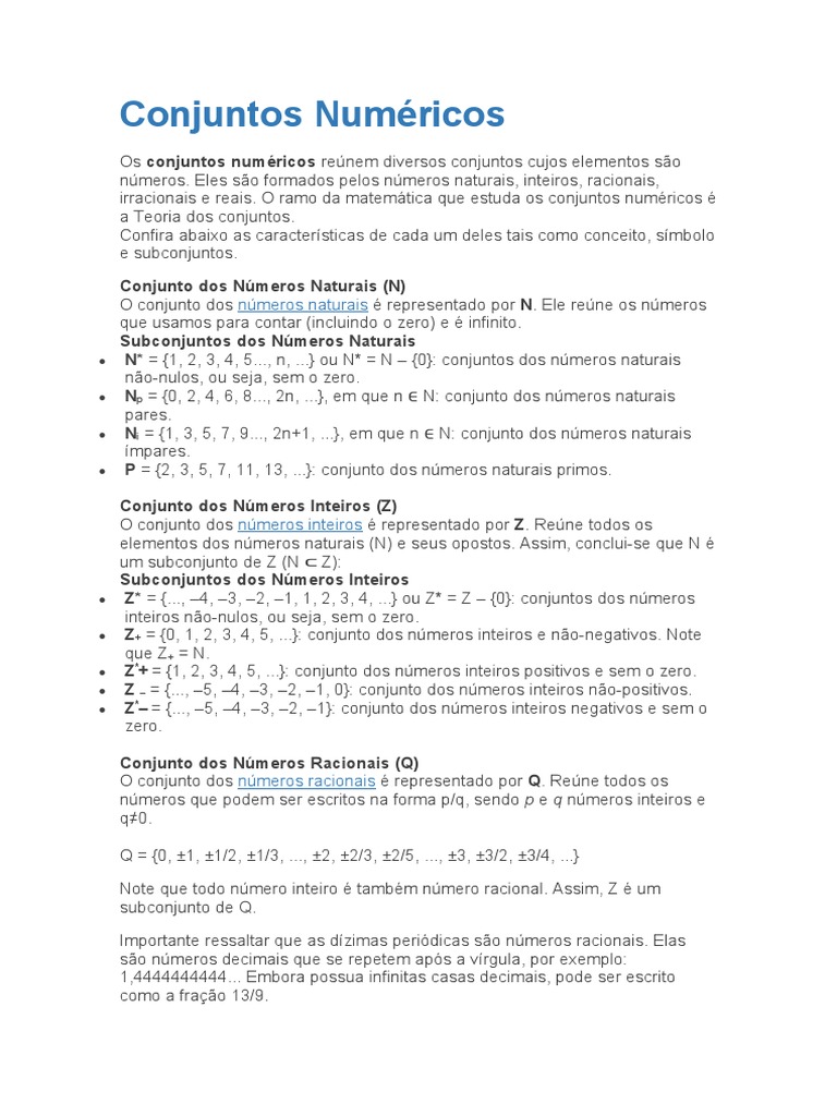 Conjuntos Numéricos | PDF
