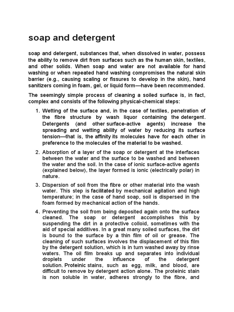 Soap and Detergent PDF Soap Sodium Hydroxide