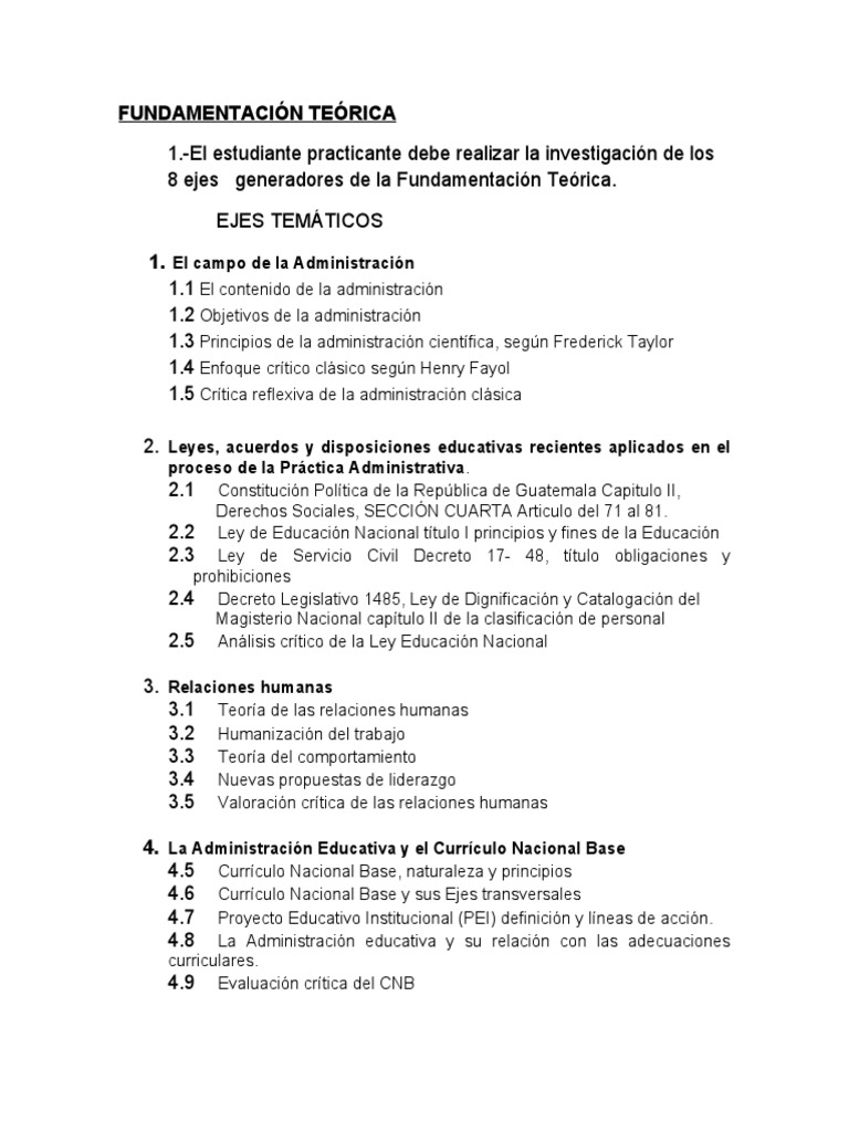 Ejes Clave de la Administración Educativa | PDF | Plan de estudios ...