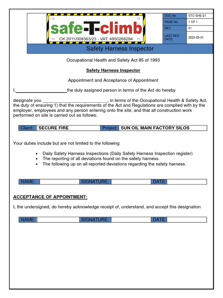 10 Safety Harness Inspector PDF