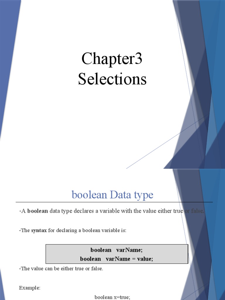 Chapter3 Selection PDF Boolean Data Type Computer Programming