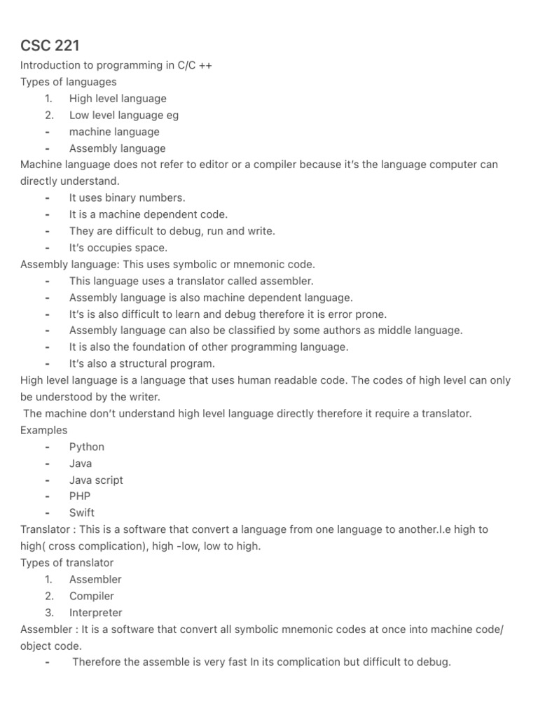 CSC 221 | PDF | Programming Language | Assembly Language