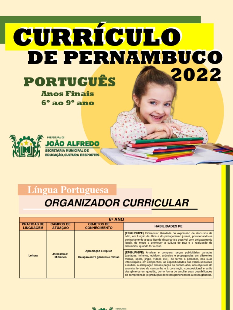 Curriculo de Pernambuco 2022 - Língua Portuguesa | PDF | Publicidade ...