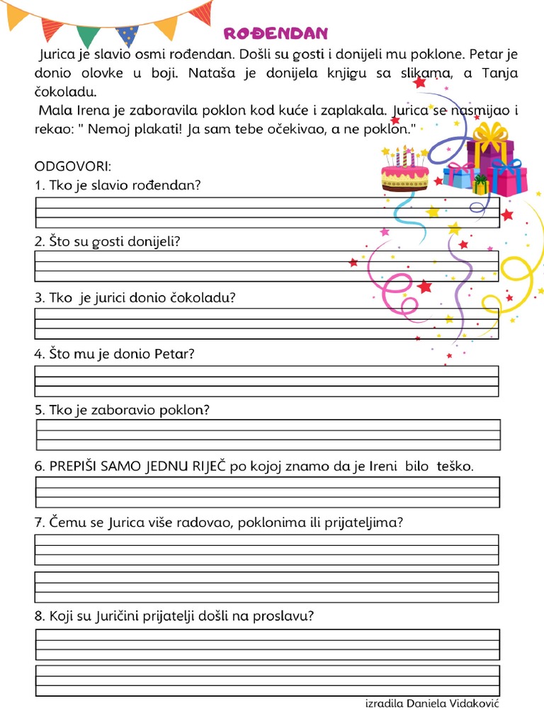 Citanje S Razumjevanjem-Rodendan | PDF