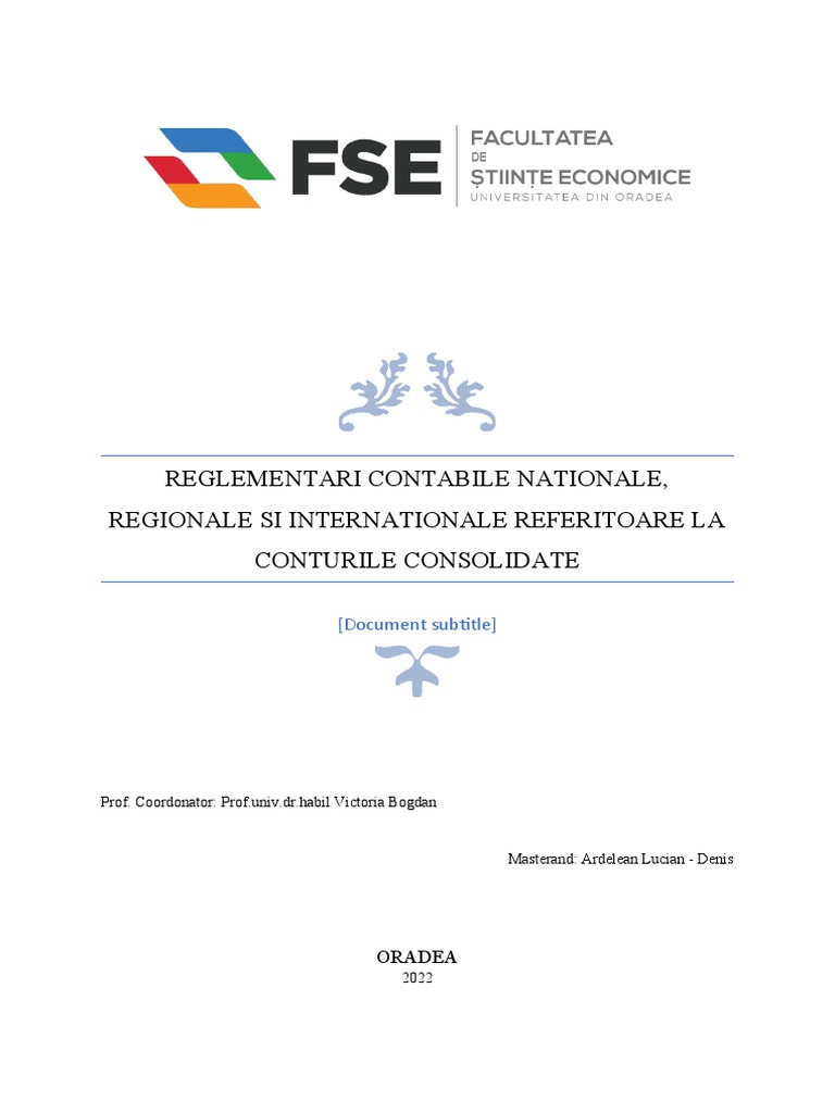 Reglementari Contabile Nationale, Regionale Si Internationale ...