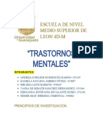 "Trastornos Mentales": Escuela de Nivel Medio Superior de Leon 4D-M