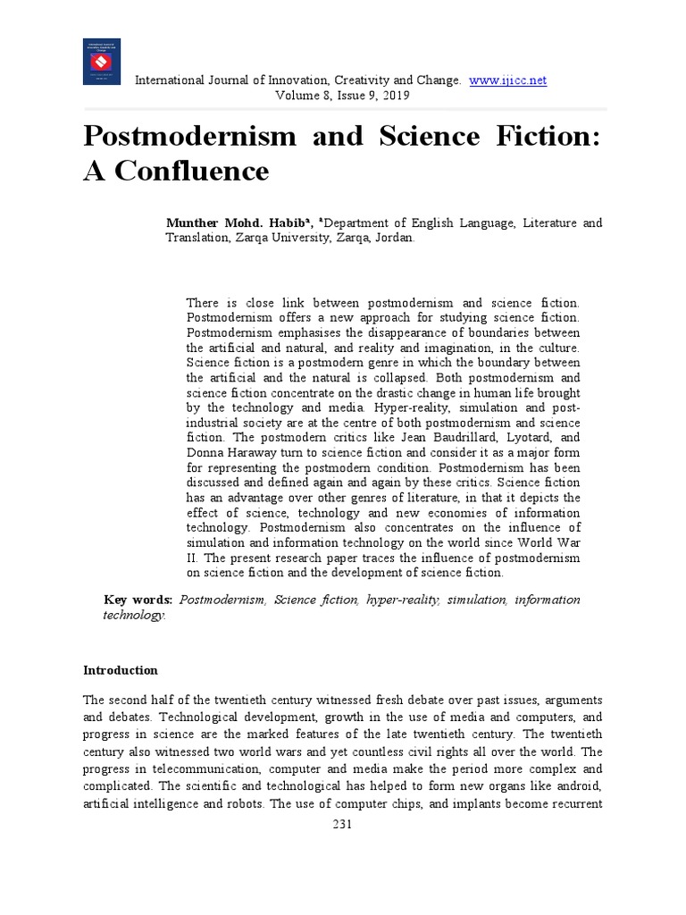 Postmodernist Science Fiction PDF Postmodernism Science Fiction