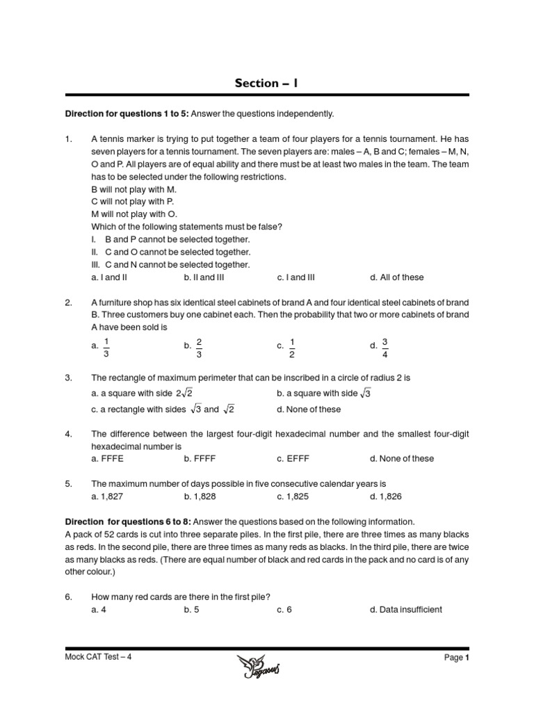 CAT MOCK PAPERS PDF visual data 7