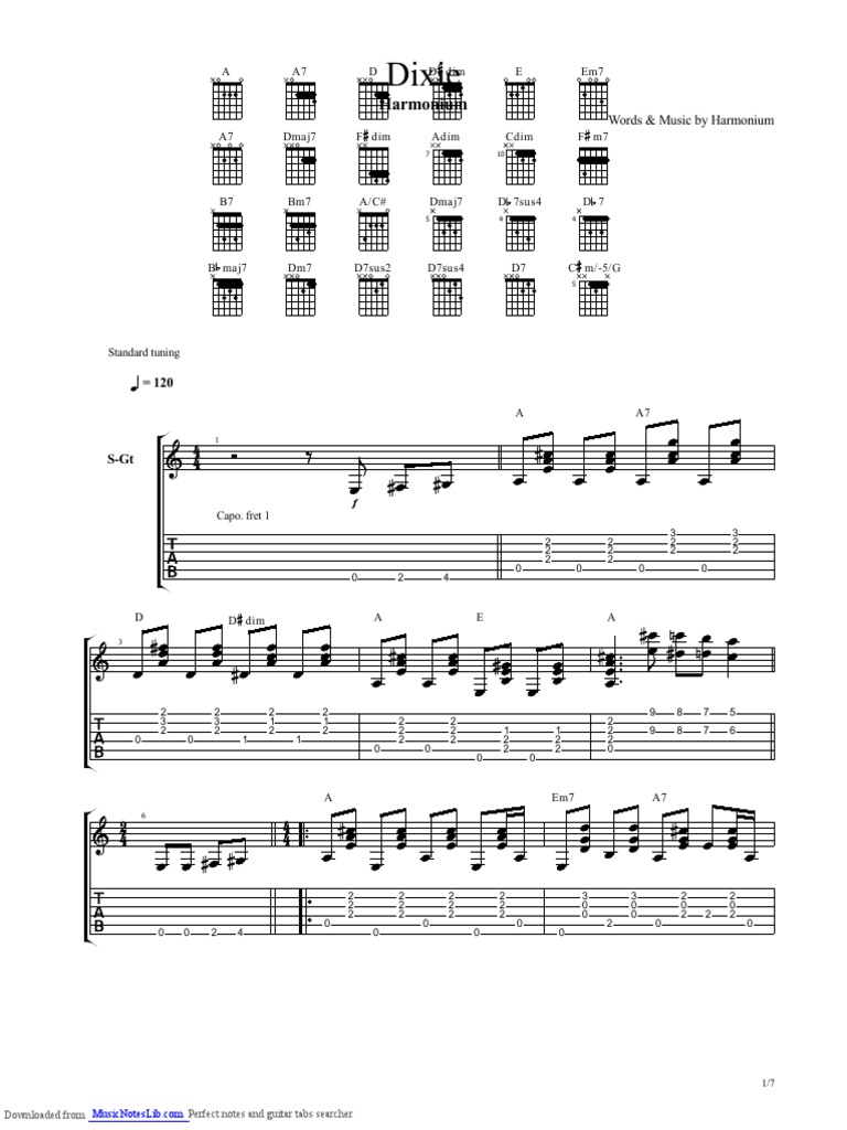 Dixie Harmonium Chords and Lyrics | PDF | Guitar Family Instruments ...
