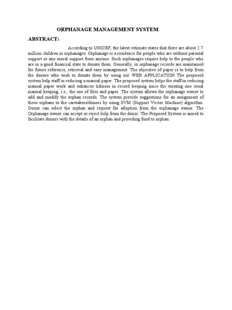 Orphanage Management System Overview | PDF | Social Science | Self ...