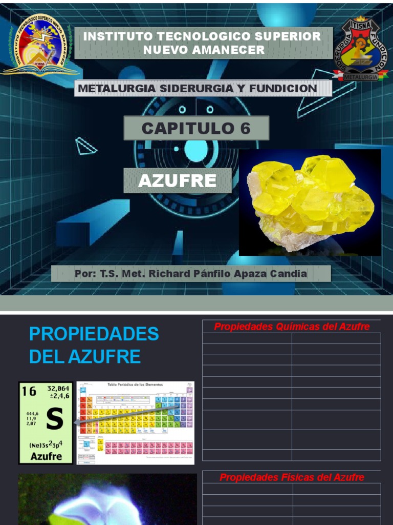 Propiedades y Aplicaciones del Azufre | PDF | Azufre | Compuestos químicos