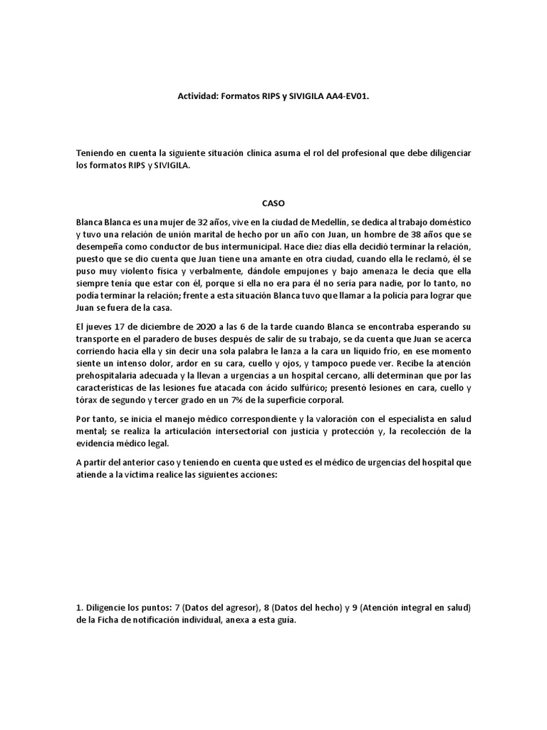 Formato Rips y Sivigila | PDF