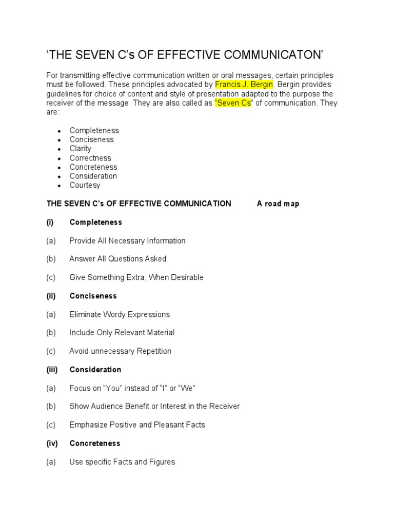 Seven Cs of Effective Communication | PDF | Career & Growth