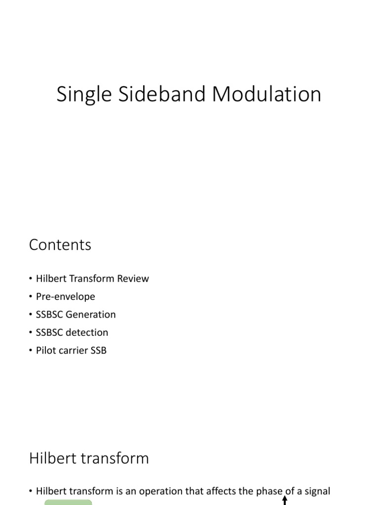 Single Sideband Modulation PDF Signal Processing Data Transmission
