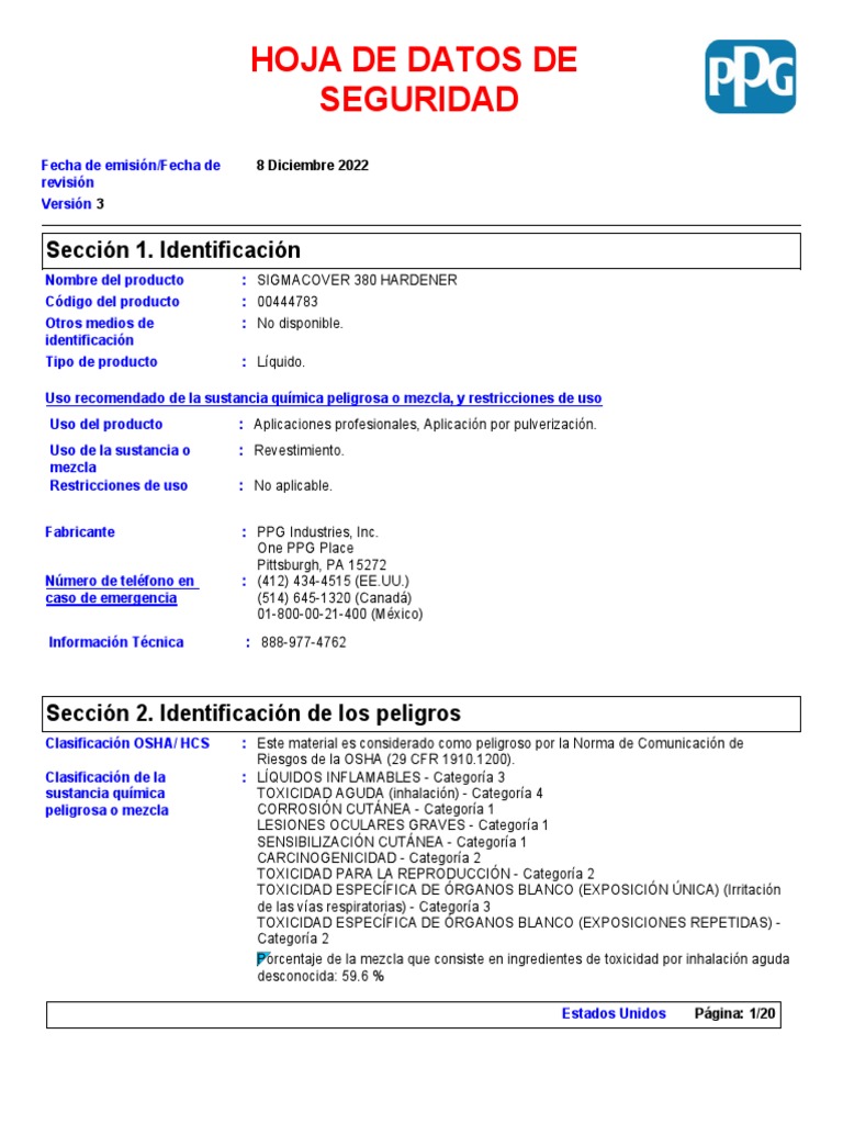 Sigmacover 380 HardenerSds PDF PDF