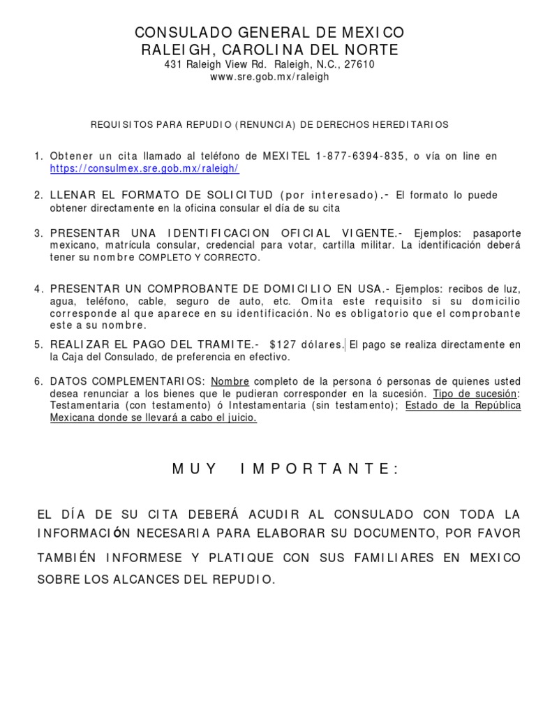 Requisitos para Repudio de Herencia | PDF | Derecho