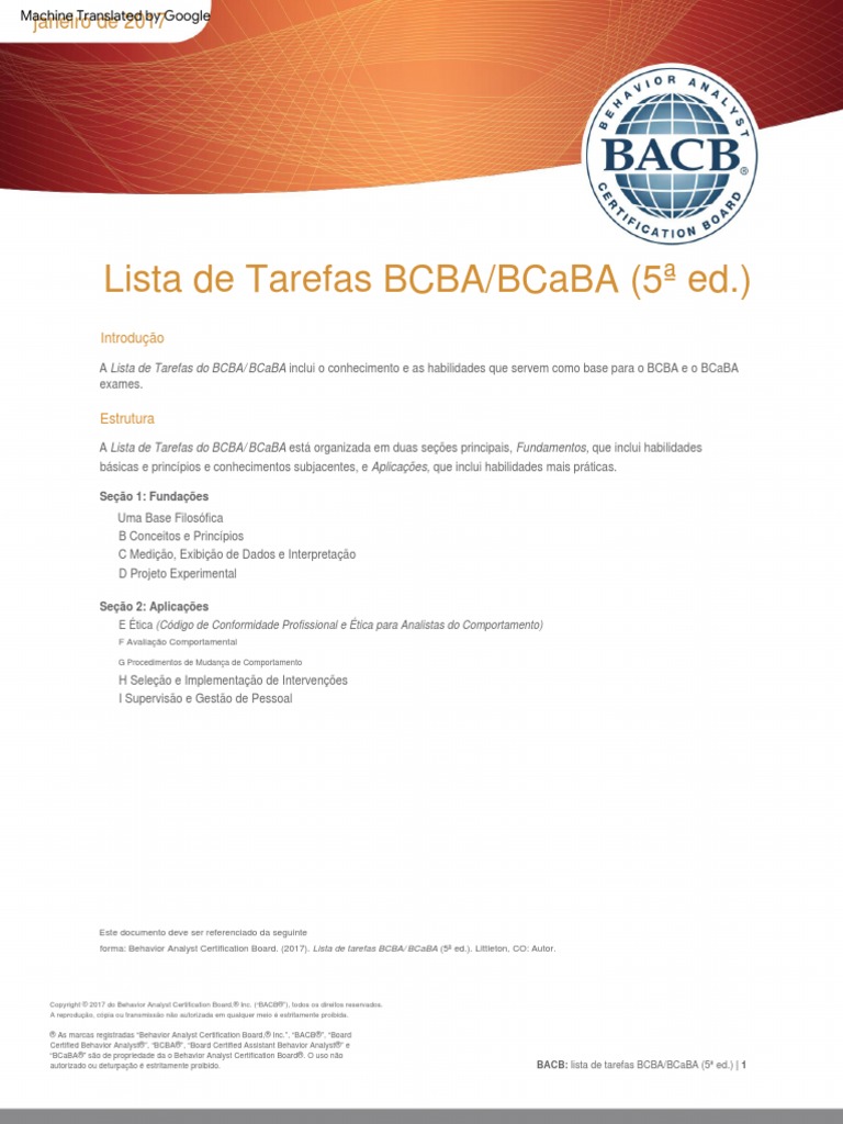 Bcba bcaba task list 5th ed 2 pdf pdf behaviorismo comportamento