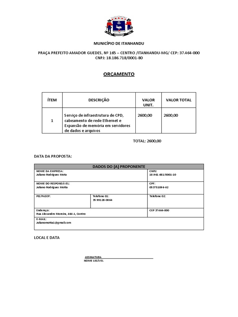 Modelo de Orçamento | PDF