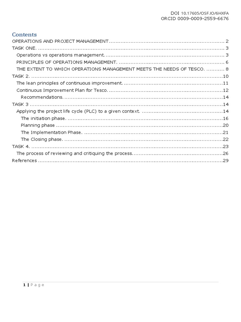 Tesco Operations and Project Management | PDF | Business | Finance ...