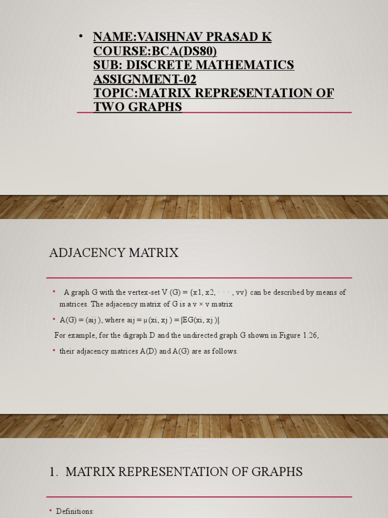 Matrix Representation of Graphs | PDF | Matrix (Mathematics ...