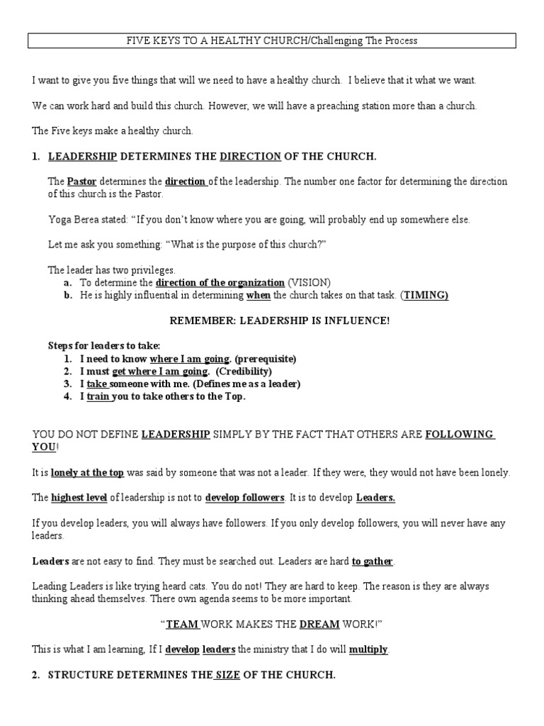 Five keys to a healthy church pdf