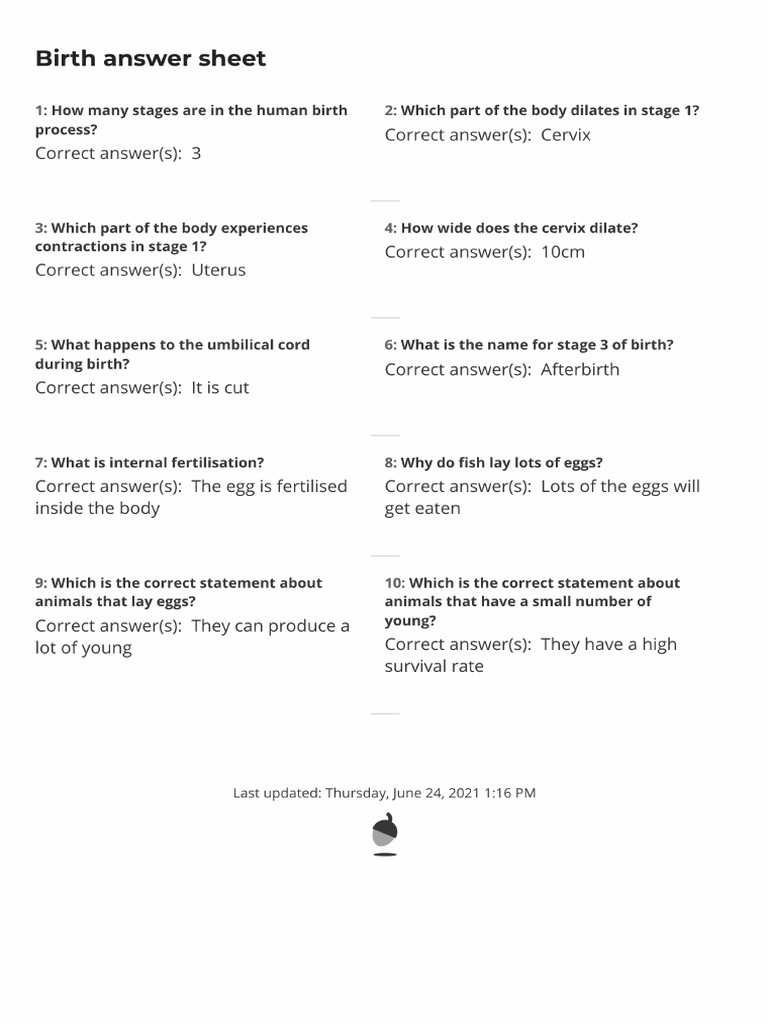 Puberty and The Menstrual Cycle Intro Quiz Answers PDF