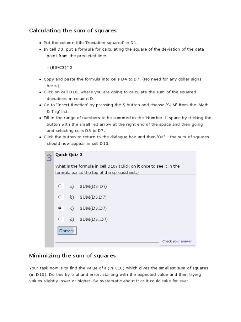 How to calculate the sum of squares pdf