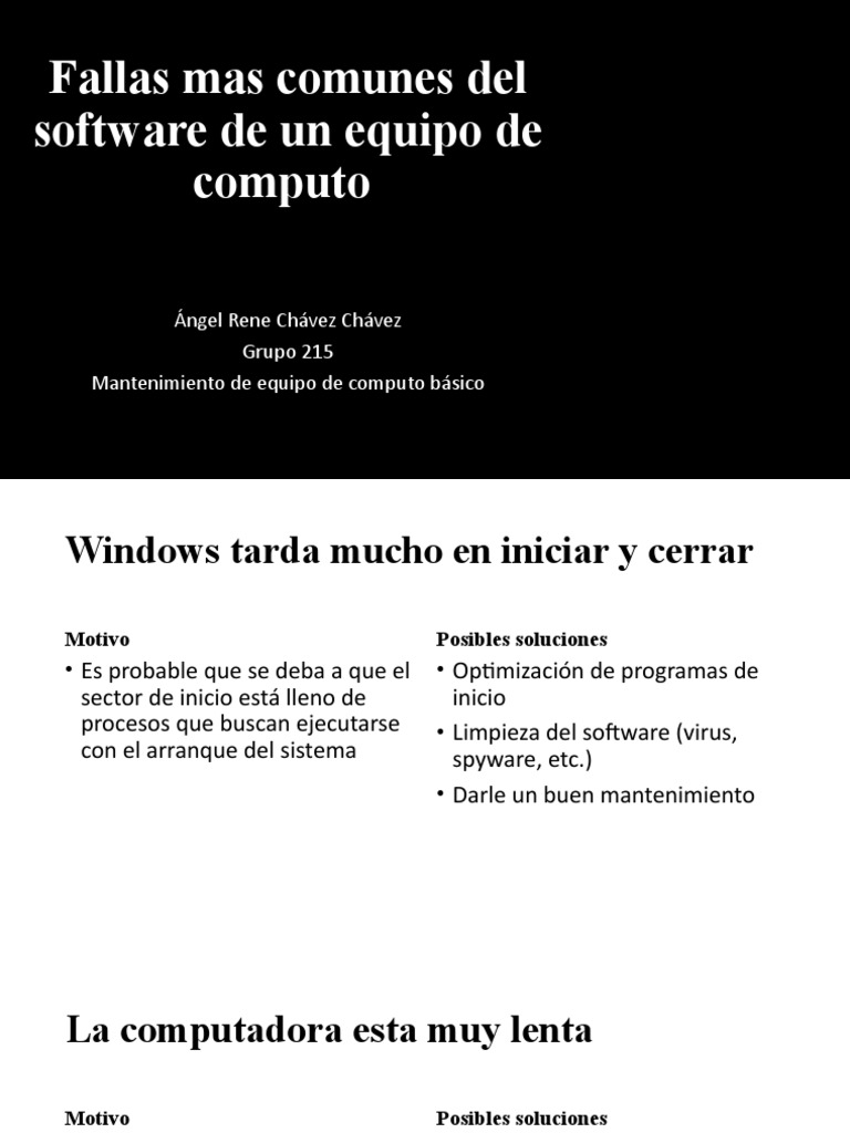 Fallas Mas Comunes Del Software De Un Equipo Pdf