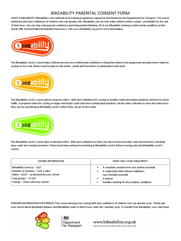 Bikeability Parental Consent Form | PDF