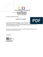 Certificado laboral Asistente Administrativa Construcciones Overhaul