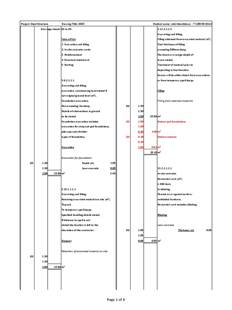Structural Steel Takeoff Example | PDF
