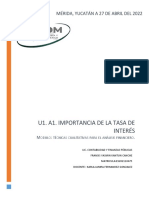 U1. A1. Importancia de La Tasa de Interés: Mérida, Yucatán A 27 de Abril Del 2022