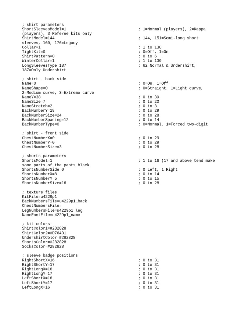 Soccer Kit Design Parameters Guide | PDF