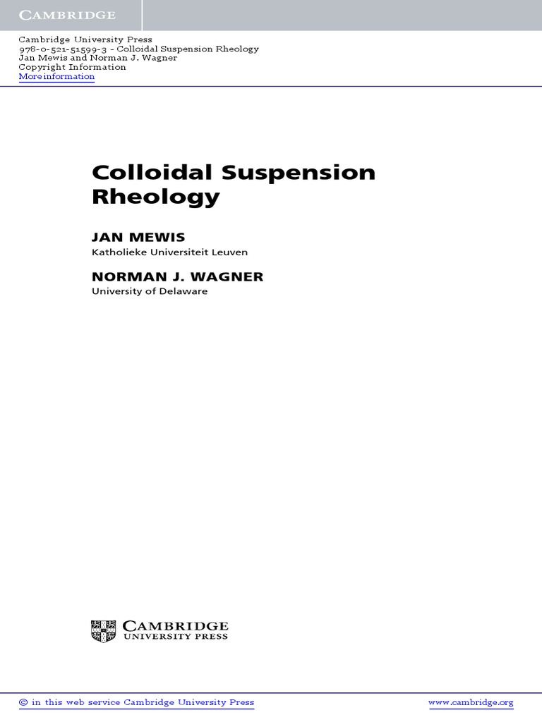 Colloidal Suspension Rheology PDF | PDF