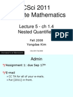 Csci 2011 Discrete Mathematics: Lecture 5 - CH 1.4 Nested Quantifiers
