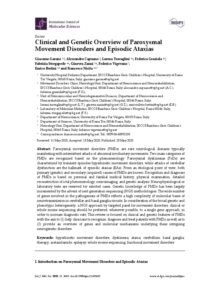 Clinical and Genetic Overview of Paroxysmal Moveme PDF | PDF ...