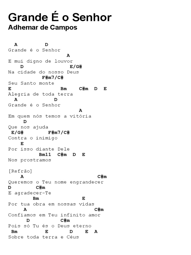 Hino de Louvor: Grande é o Senhor | PDF