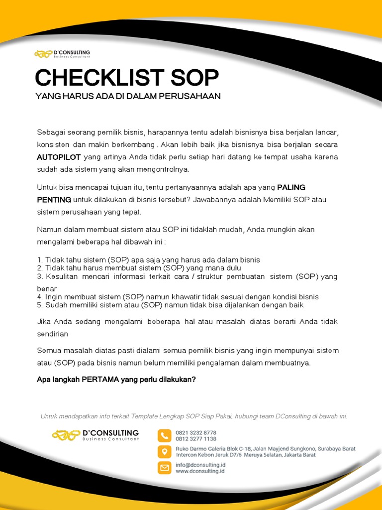 Checklist Penting untuk SOP Perusahaan | PDF | Bisnis | Komputer