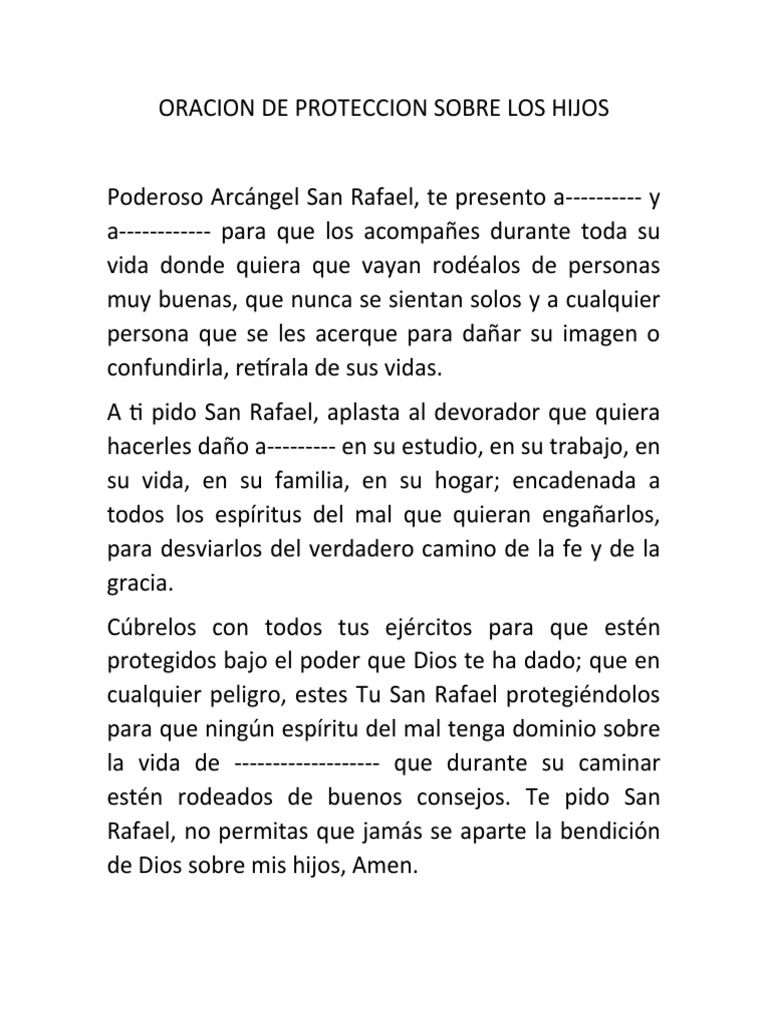 Oracion de Proteccion Sobre Los Hijos | PDF | Religión y espiritualidad
