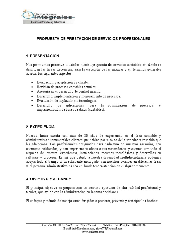 Propuesta de Prestacion de Servicios Pro | PDF