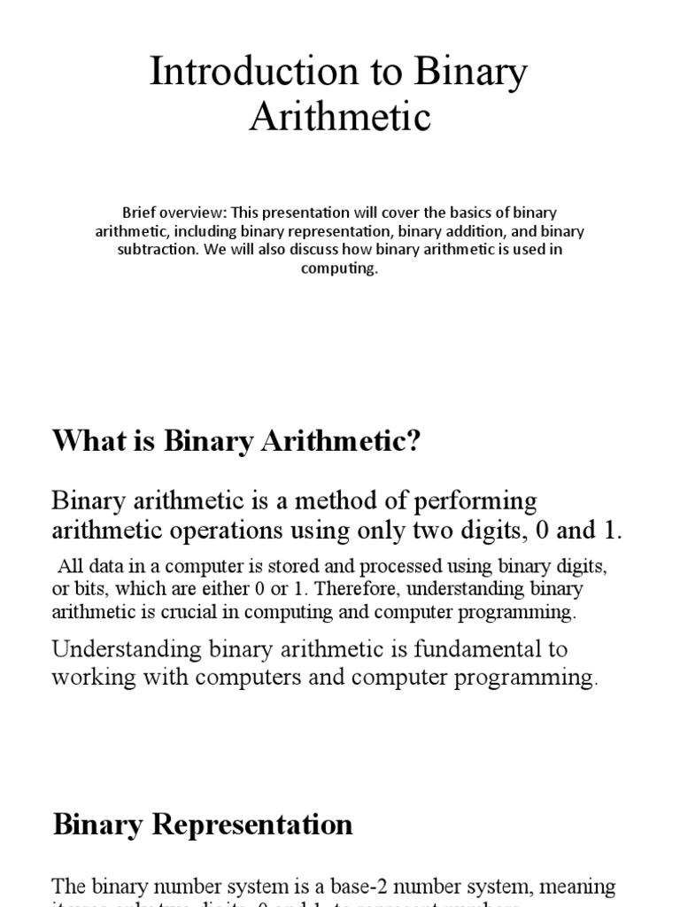 Introduction to binary arithmetic download free pdf decimal