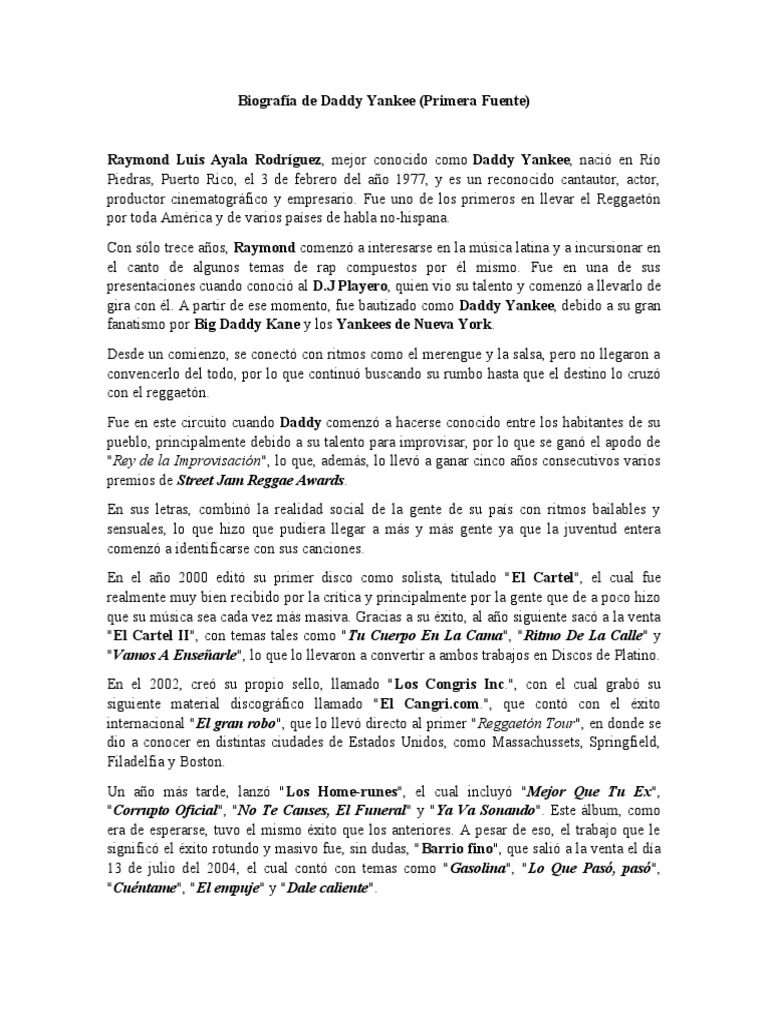 Biograf a de Daddy Yankee PDF - 1701631776
