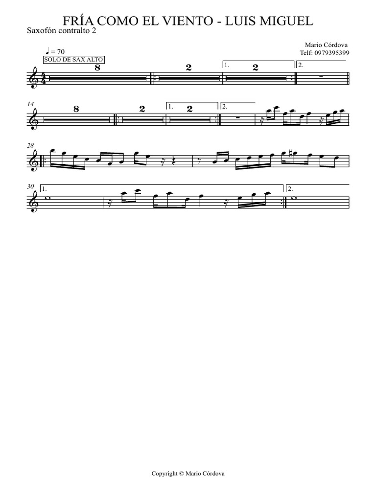 FRÍA COMO EL VIENTO LUIS MIGUEL Saxofón Contralto 2 PDF PDF
