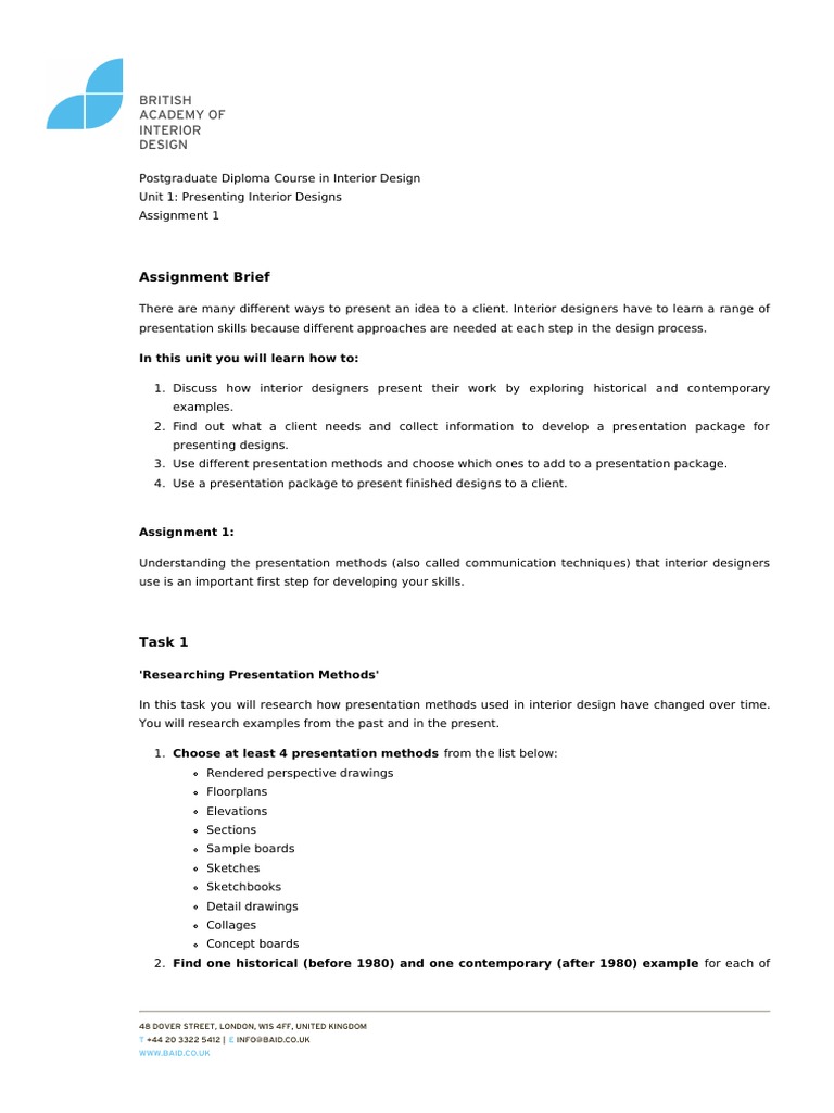 Interior Design Presentation Methods | PDF