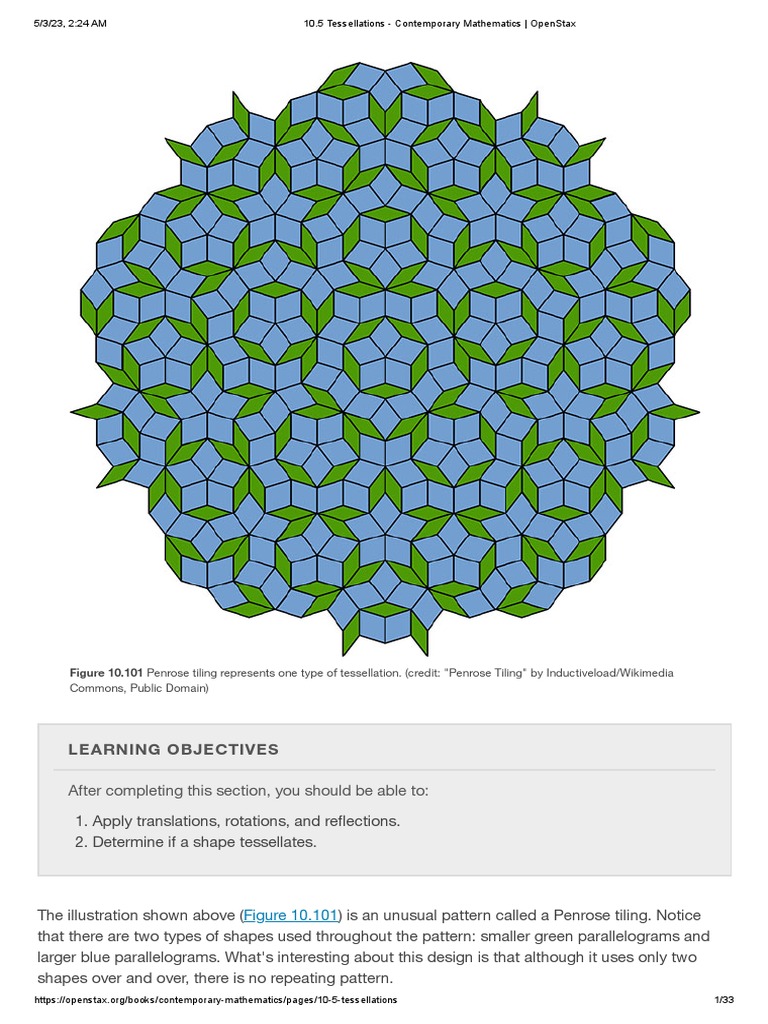 10.5 Tessellations - Contemporary Mathematics - OpenStax | PDF