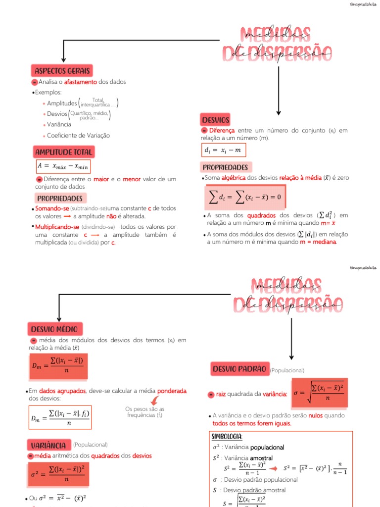 Medidas de Dispersão: Variância e Desvio Padrão | PDF | Variação ...