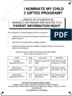 Parent Info Flyer 2011